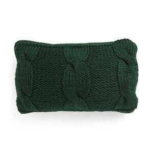 Handknit Cable Knit Pillow 14x24 Holiday Green Home Decor Made in India NEW